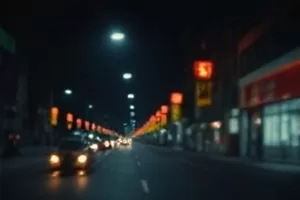 《首尔凌晨三点》封面：便利店玻璃上倒映的街灯光斑